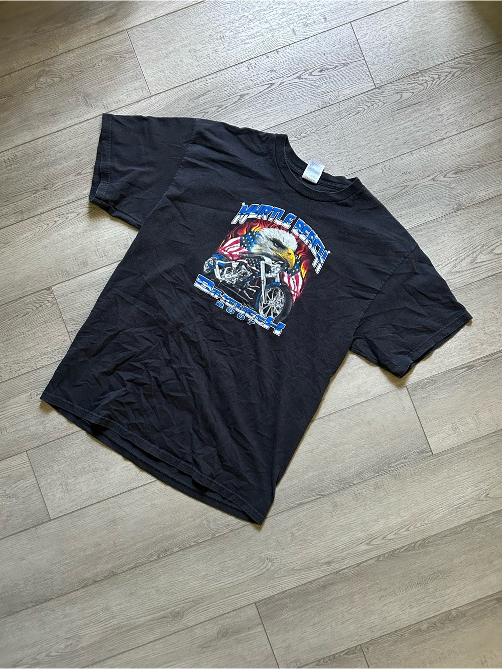 Harley-Davidson Black T-Shirt with Eagle & Motorcycle Graphic